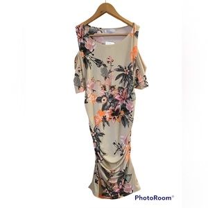 My Bump Floral Sides Ruched Maternity Dress SIZE M